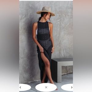 Vici Maui Knit Maxi Dress - Charcoal - Size L